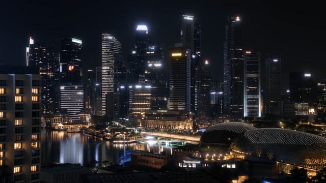 Night view of a modern city skyline