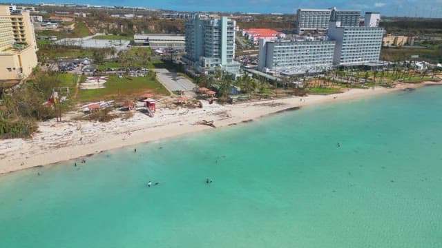 Beautiful beach with beachfront hotels