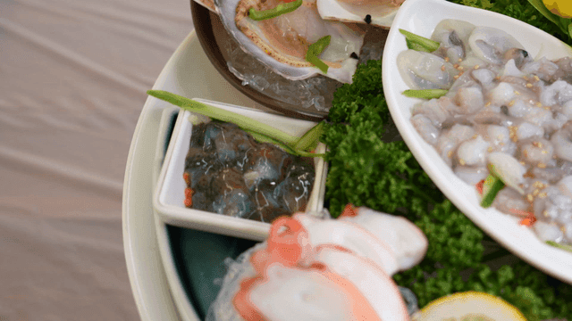 Variety of fresh octopus stews and seafood