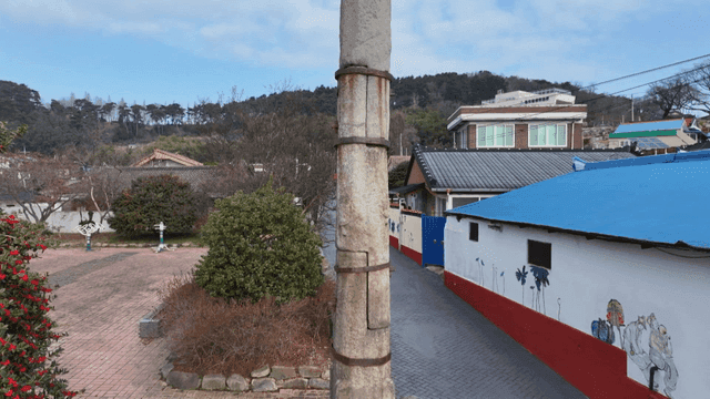 Traditional stone pillars of village