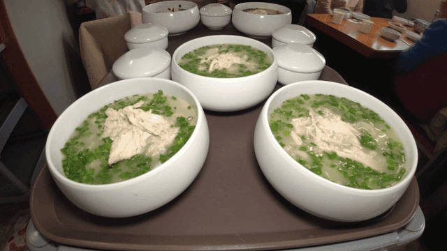 Chicken kalguksu served on tray