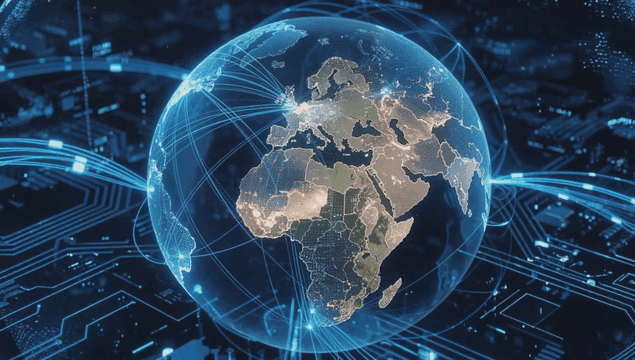 Digital globe with network connections