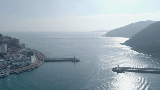 Coastal village with a serene sea view