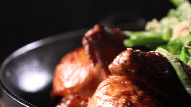 Rotating water parsley wood-fired whole chicken