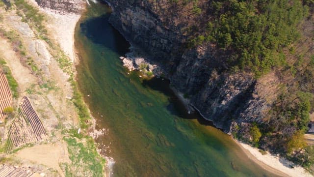 River flowing through a forested valley