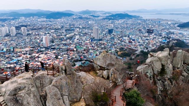 View from a mountain overlooking a city