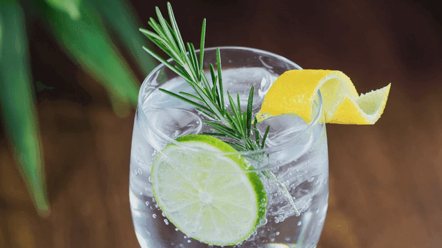 Refreshing cocktail with lime and rosemary
