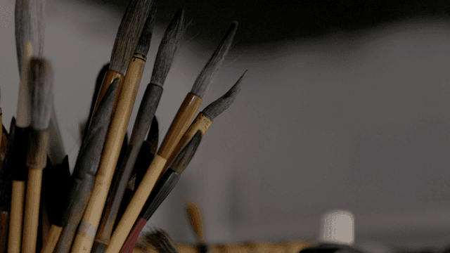 Collection of traditional calligraphy brushes
