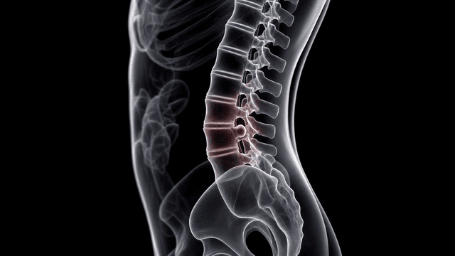 Highlighted lower spine in a human body