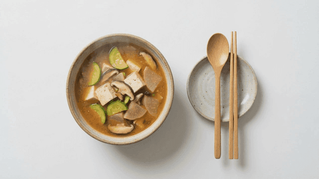Soybean paste stew with tofu and vegetables