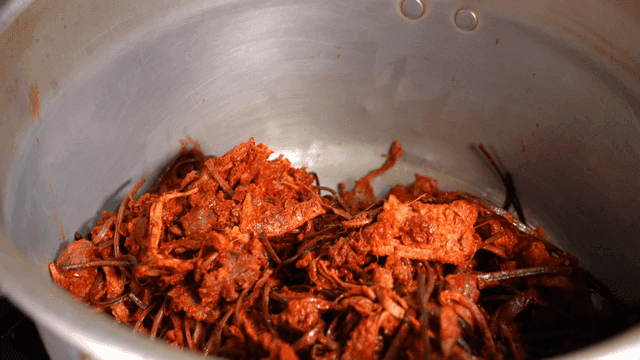 Yukgaejang seasoning sauce poured into bowl