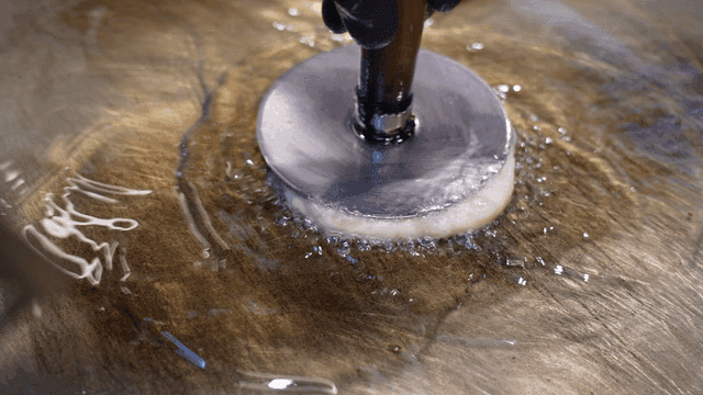 Dish where dough is pressed on hot iron plate.
