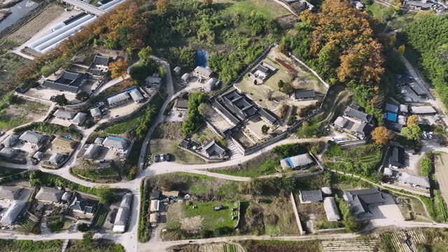 Traditional Korean village surrounded by nature