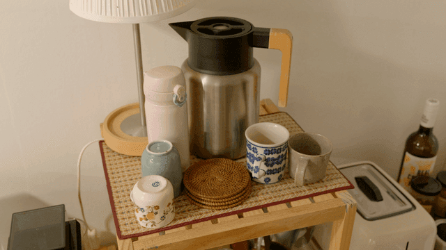 Cozy tea set with cups and teapot