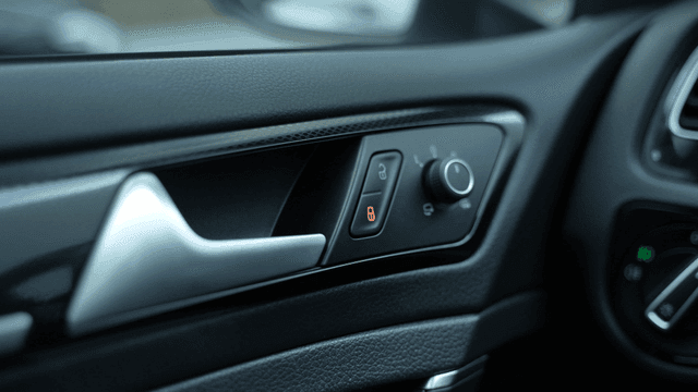 Interior car door with control panel