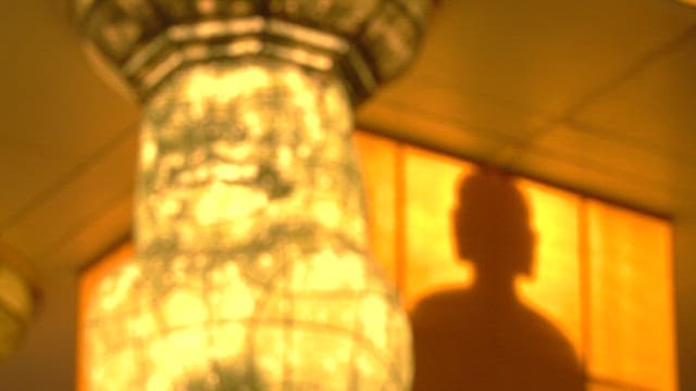 불이 켜진 해태 모양의 커다란 장식용 전등