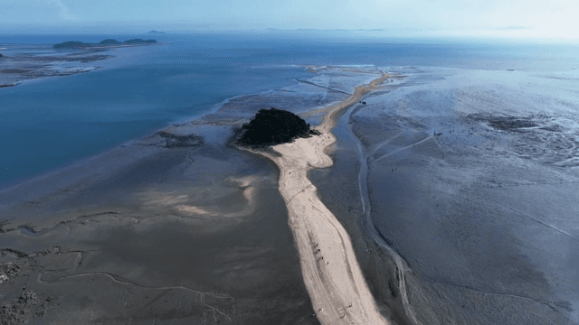 작은 섬으로 이어지는 모래길