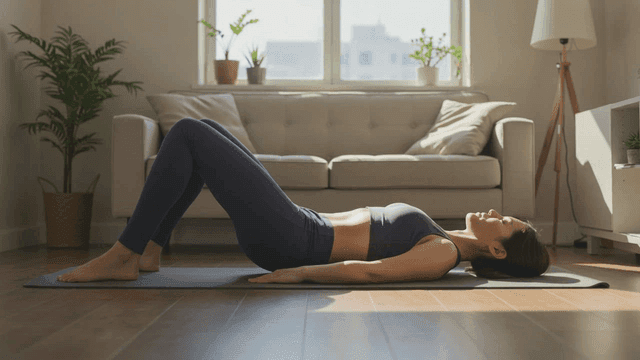 매트 위에서 운동하는 여성