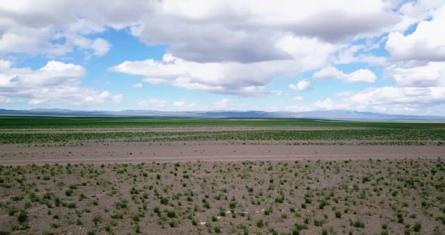 Vast open field under a cloudy sky