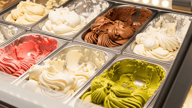 Gelato with various flavors