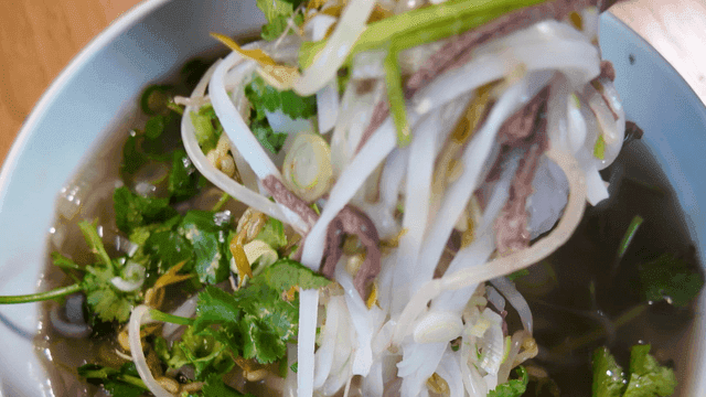 Rice noodles with fresh cilantro