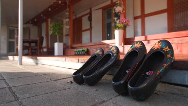 Cozy country house with rubber shoes