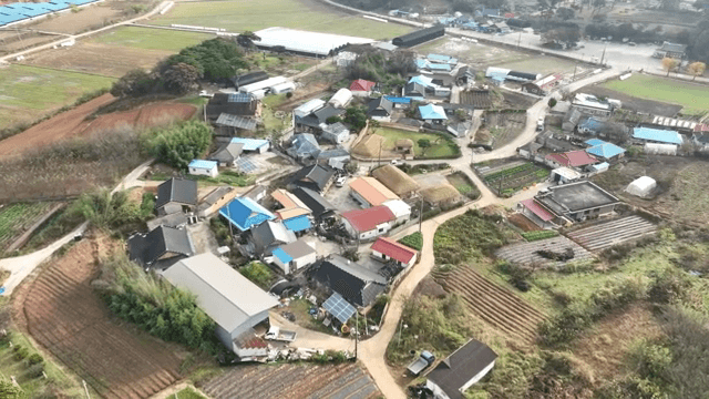 농지로 둘러싸인 시골 마을