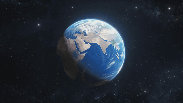 별이 배경인 우주 속 지구
