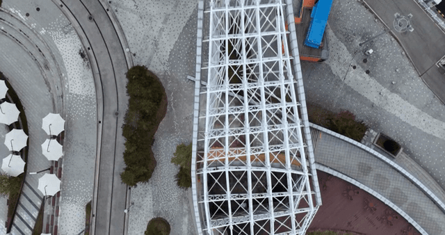 현대적인 구조물의 항공 뷰