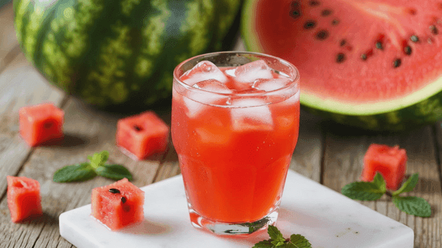 Refreshing watermelon juice with ice