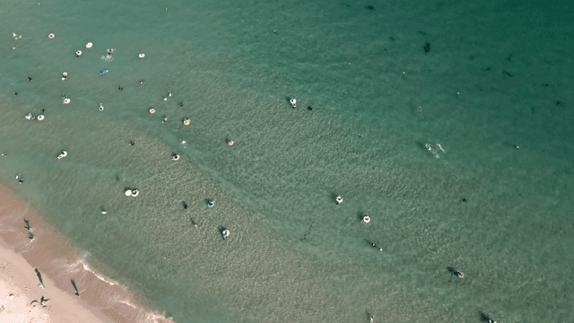 People enjoying a sunny day at the beach