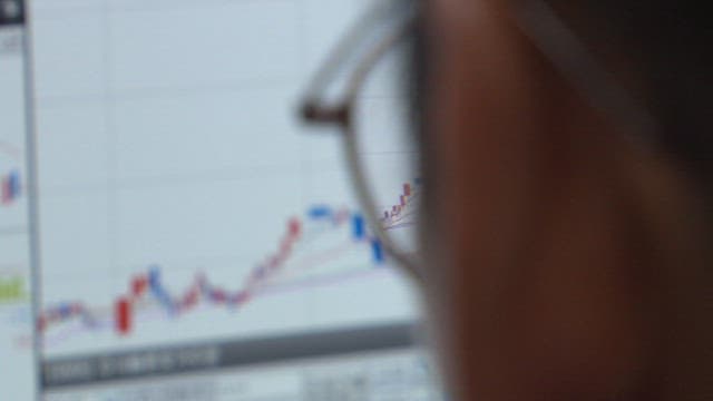 컴퓨터 화면에서 재무 데이터 분석