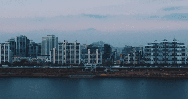 City skyline with river in the foreground
