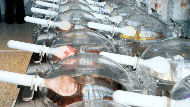Various flavors of gelato in a display