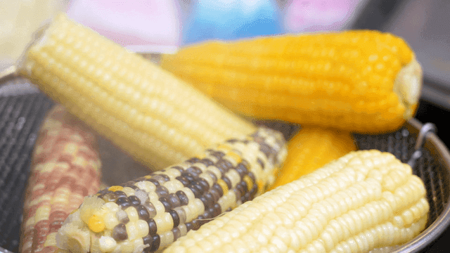 Steaming corn in a basket