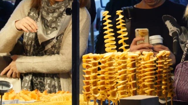 Street Food Stall Selling Spiral Potatoes