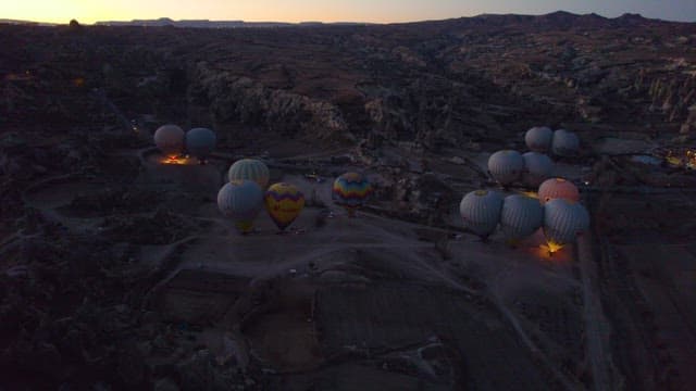 Hot Air Balloon Ignited for an Evening Flight