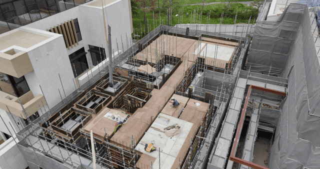 Construction workers on a building site