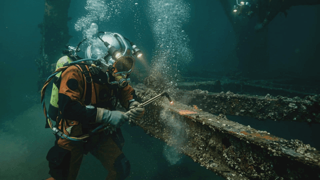 Underwater welding by a diver