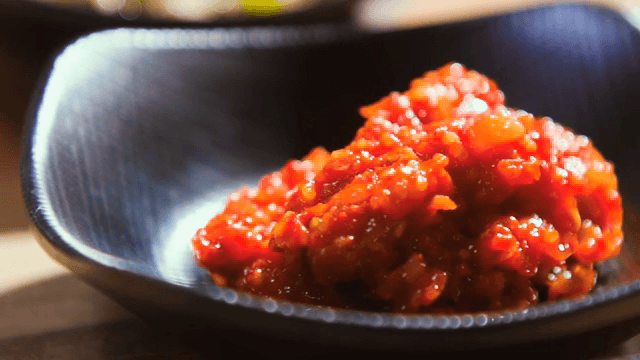 Salted herring roe on a bowls