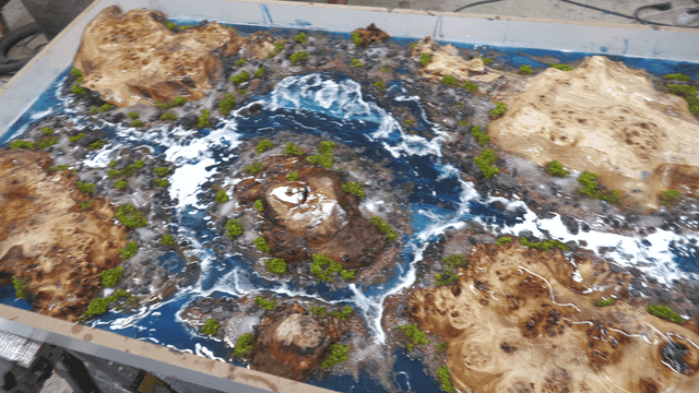 Water and rock pattern resin art landscape