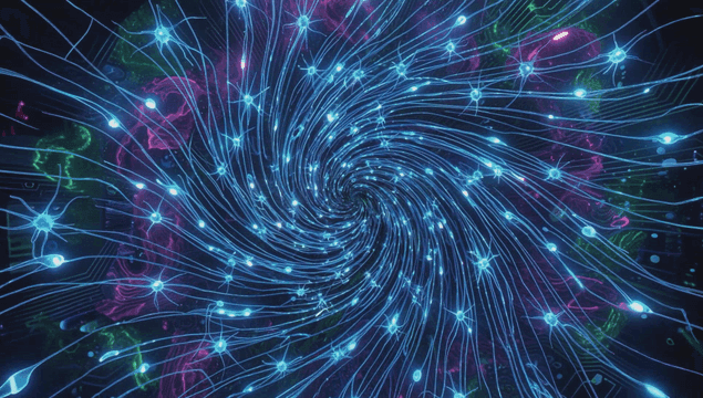 Neural network visualization with glowing nodes