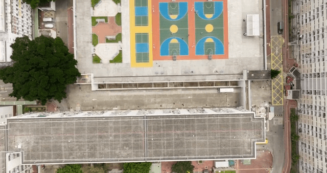 Aerial view of a sports complex