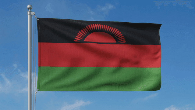 Malawi flag fluttering under clear sky