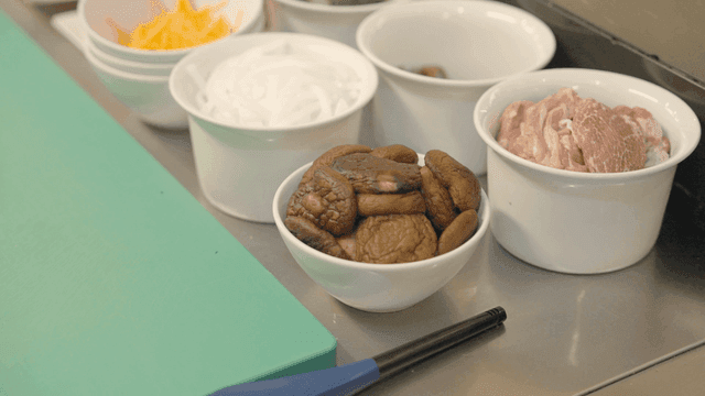 Bowls containing various cooking ingredients