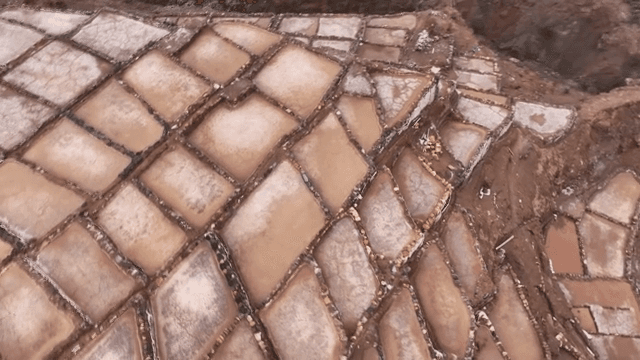 언덕에 있는 계단식 소금밭