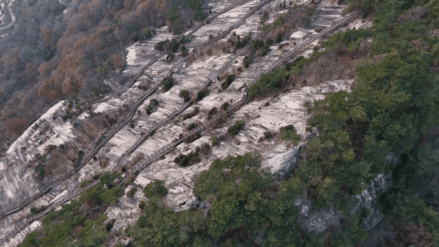 Aerial view of a rocky mountain landscape
