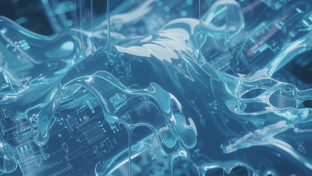 회로 기판 위의 흐르는 액체