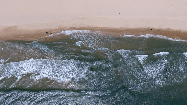 Waves gently crashing on a sandy beach
