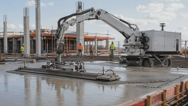 Construction site with machinery and workers